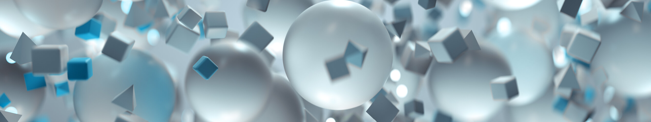 White and blue geometric shapes banner