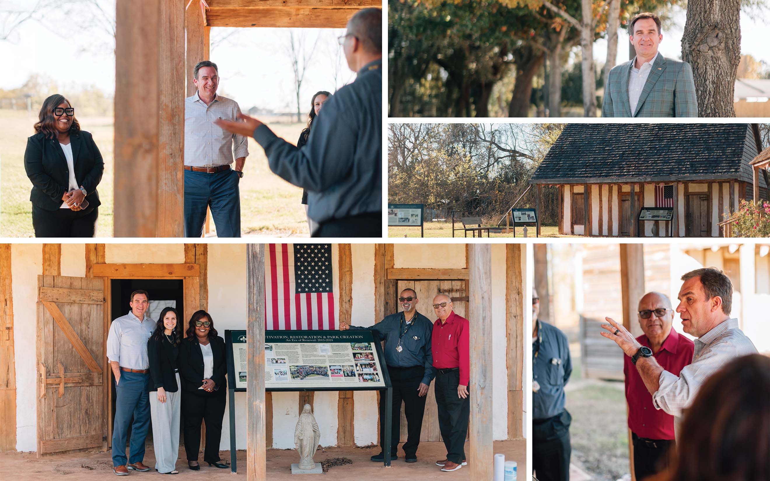 Ken Hale (top right), president and CEO of BOM Bank, tours the 18th-century Badin-Roque House in Natchez, Louisiana, with members of the St. Augustine Historical Society. BOM Bank stepped up with a $200,000 line of credit to fund the restoration and preservation of the historic site for future generations.