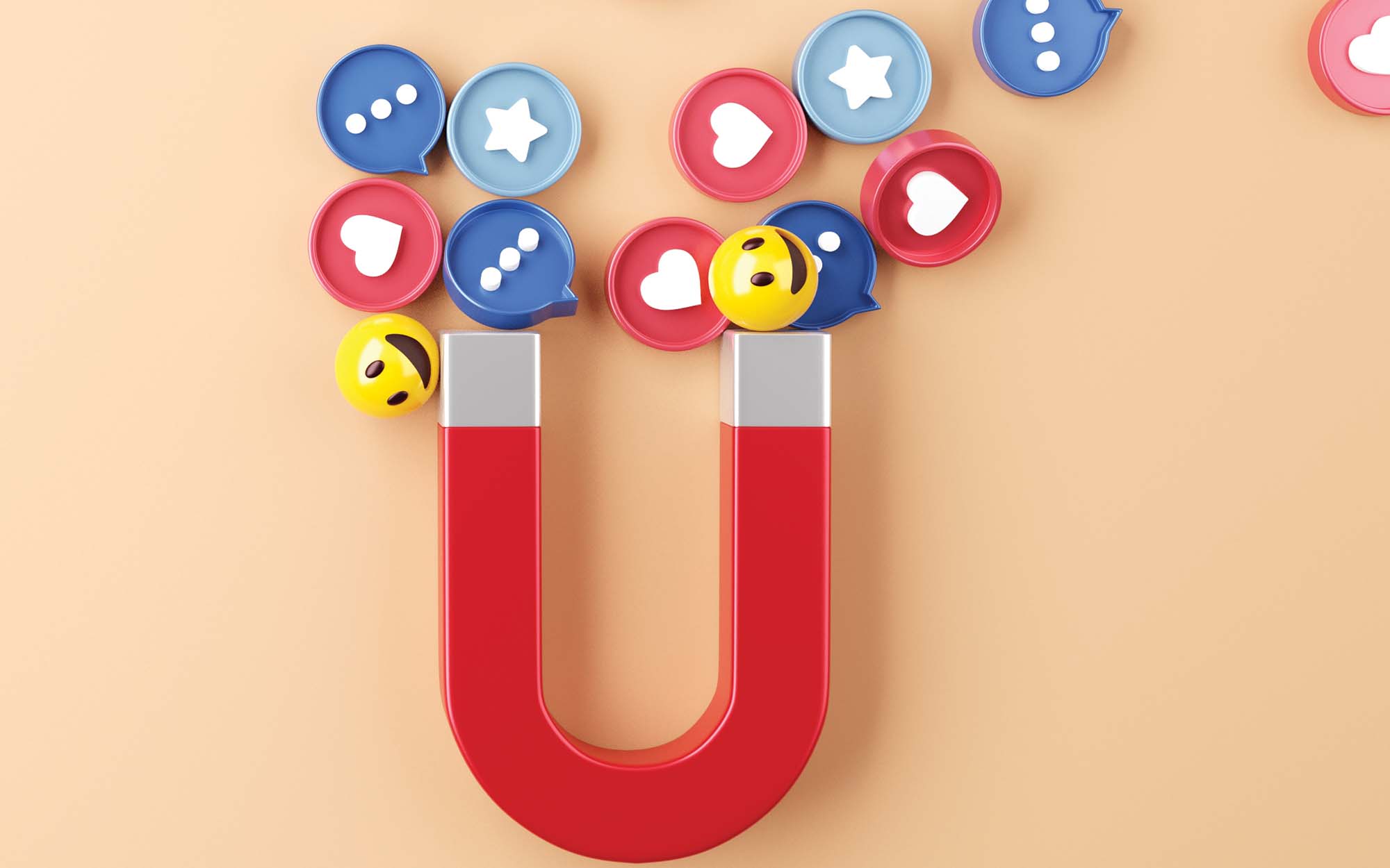 social media icons magnet illustration