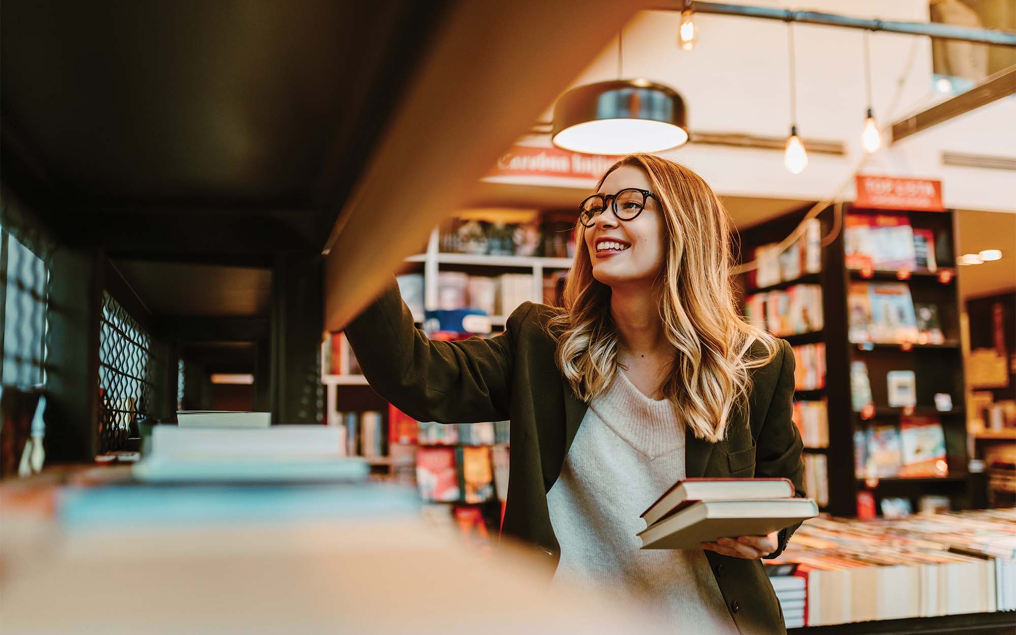 woman in a bookstore