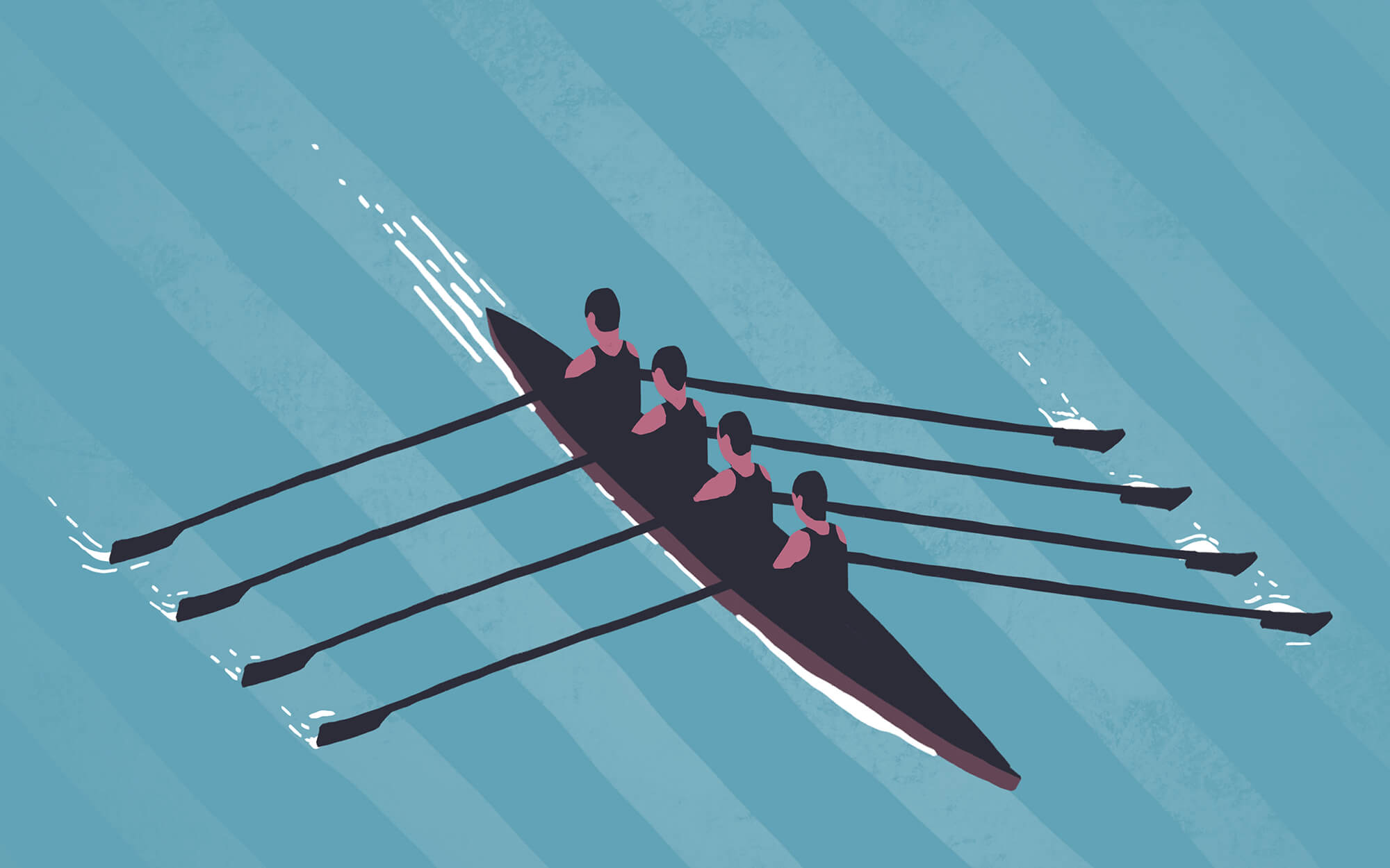 Rowers on water illustration
