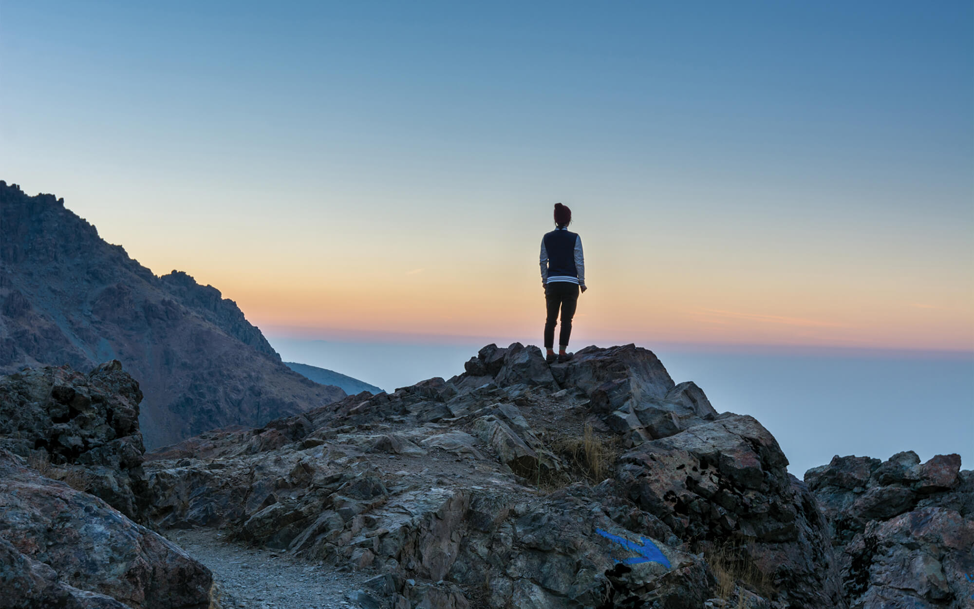 hiker on a rock