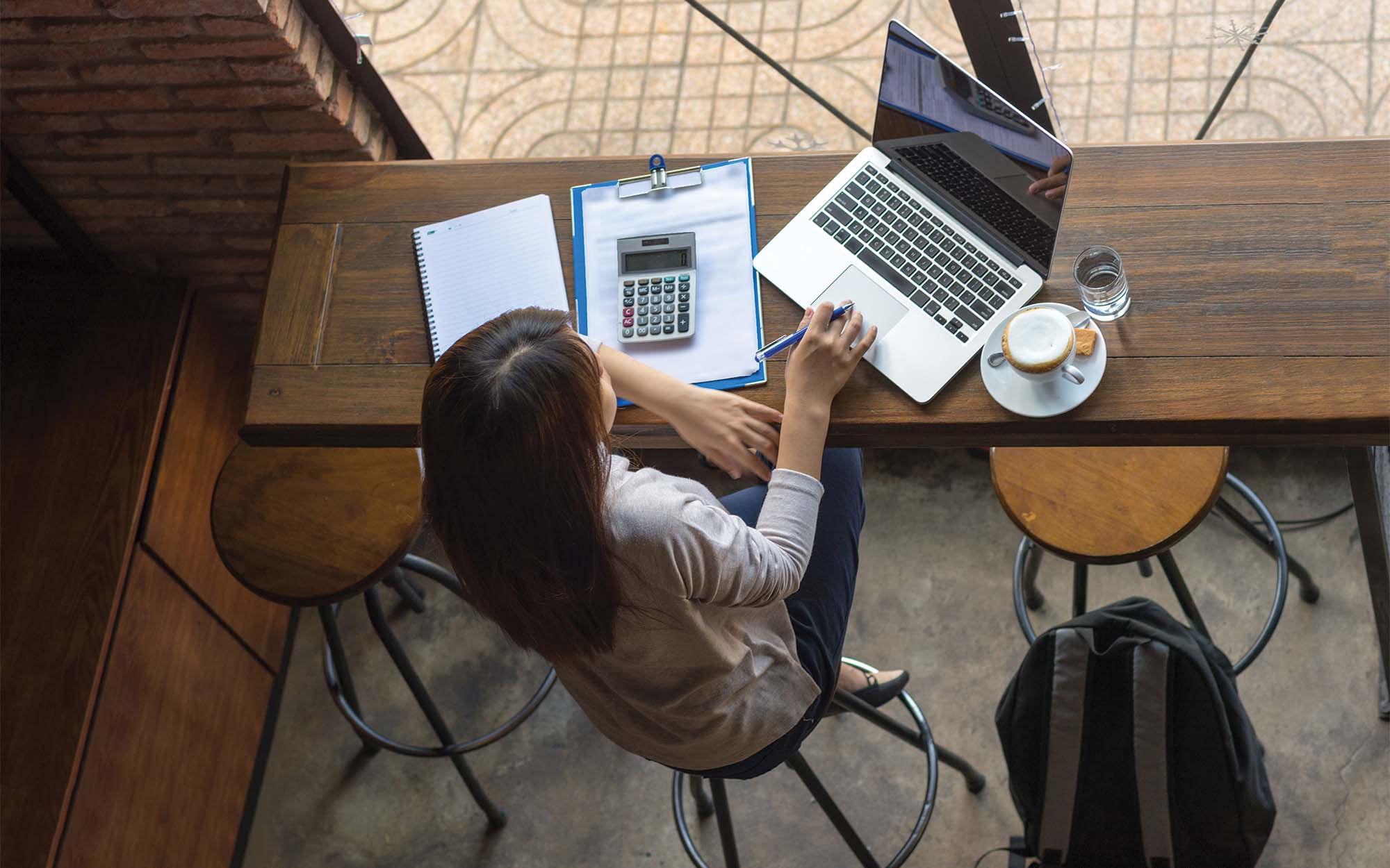 woman working on a laptop