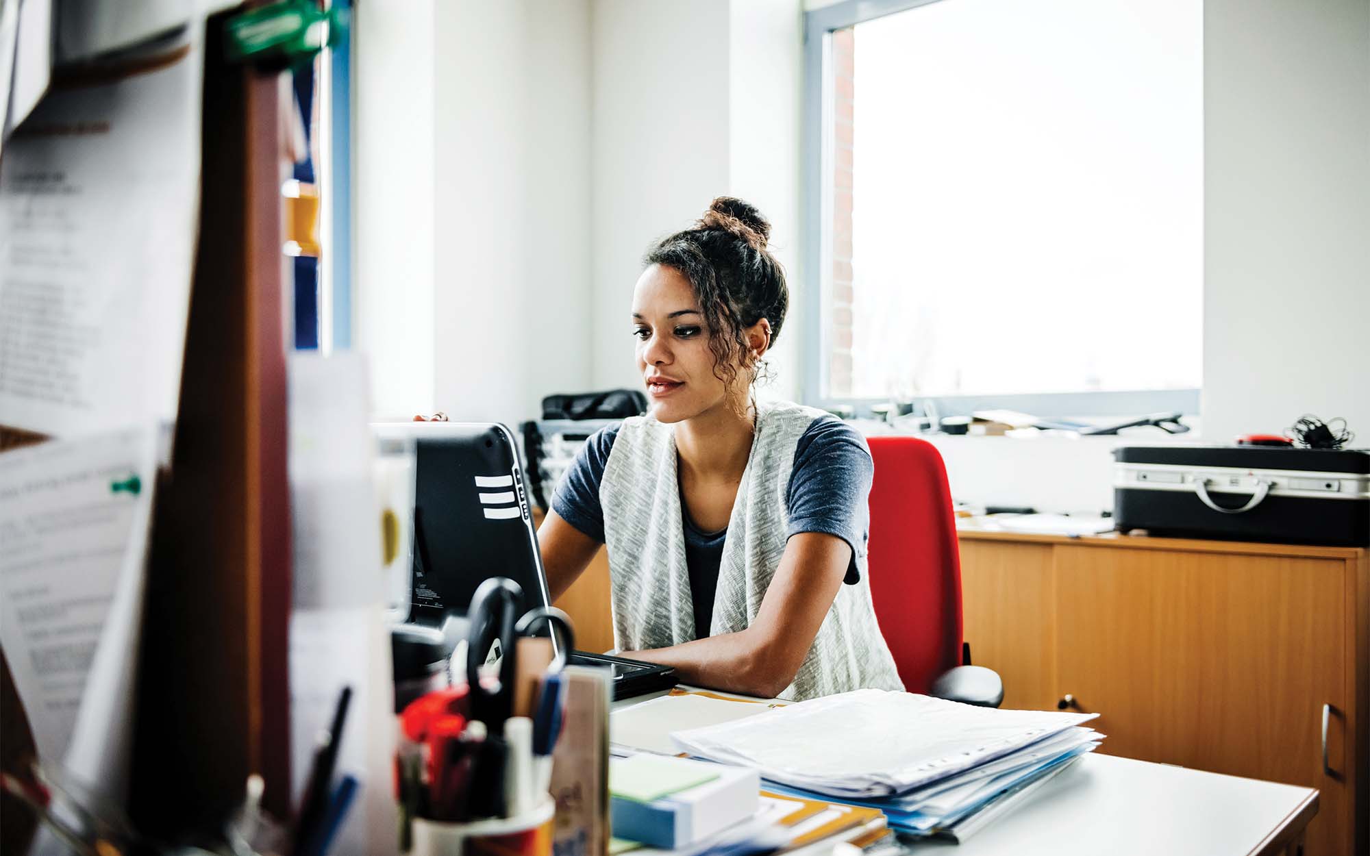 woman working at a computer