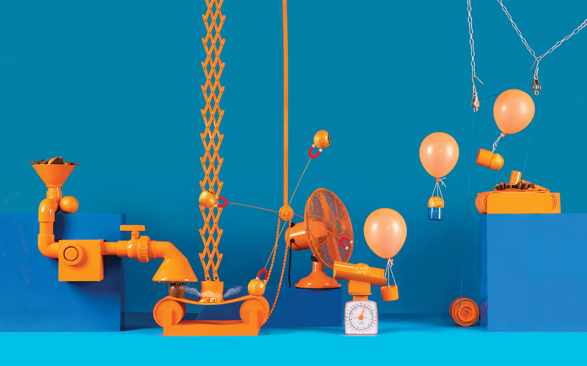 rube goldberg-type machine illustration