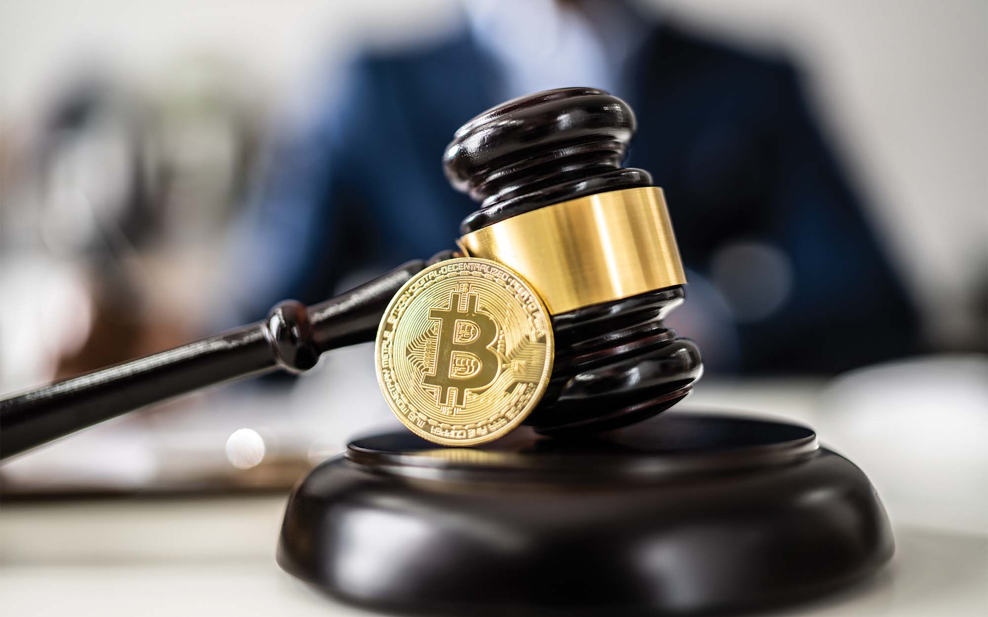 Bitcoin with gavel