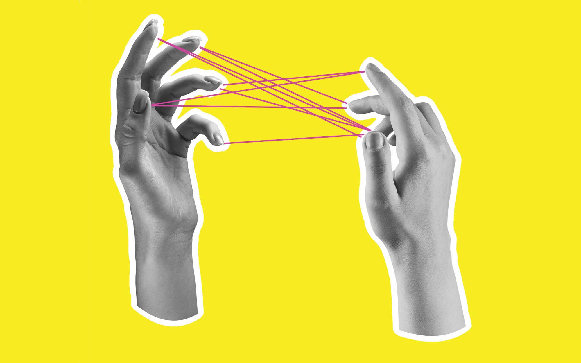 hands with string illustration