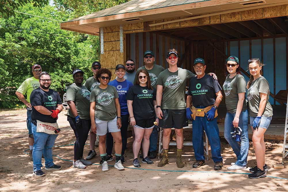 Chickasaw Community Bank team building a house