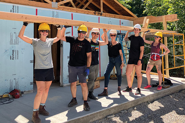 Bank of Montana team working with Habitat for Humanity