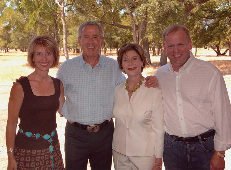 Terry Jorde and husband Mike with former president George Bush and Laura Bush